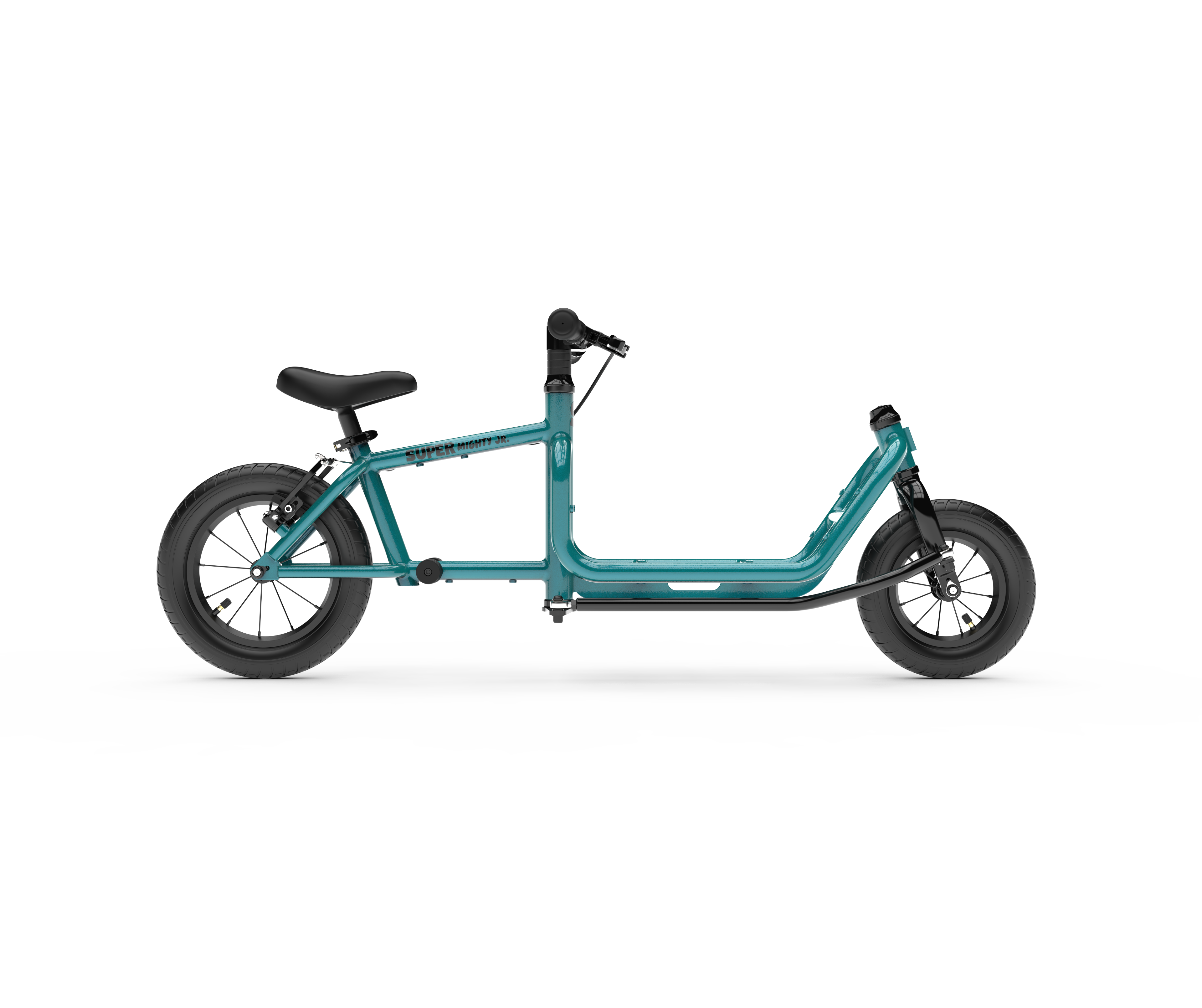 SUPER Mighty Junior Kinderlastenlaufrad in Blaugrün Metallic, Seitenansicht